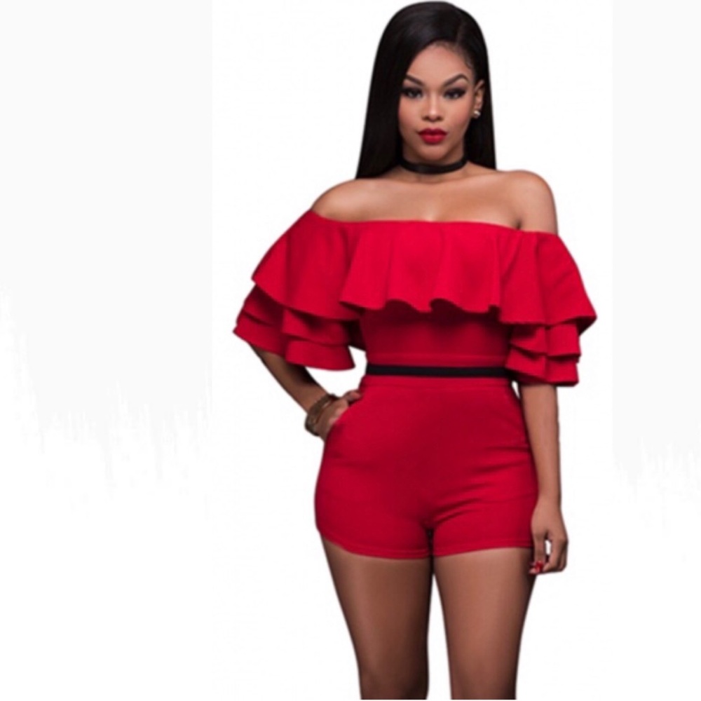 Ruffled Short Romper